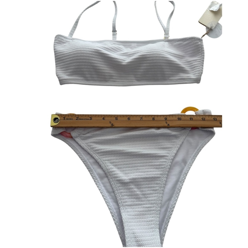 Cabana del Sol White Textured Ring Detail Bikini Set - Picture 6 of 11